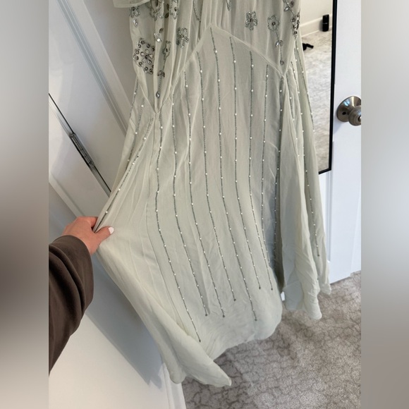 Elegant Mint Maternity Cape Dress - Picture 6 of 14